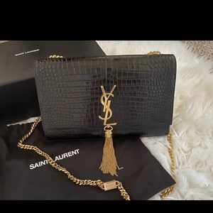 Kate Monogram YSL Medium Crocodile-Embossed